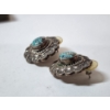 Image 6 : Native-Style Sterling Silver Turquoise Floral Earrings - TW: 14.9