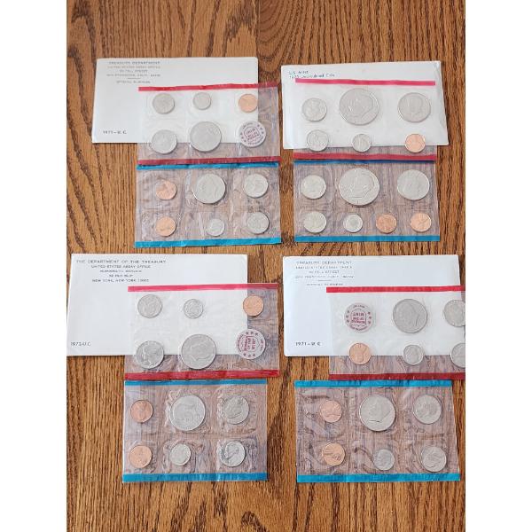 4 - United States Mint Uncirculated Coin Sets: 1971, 1972, 1973, 1971