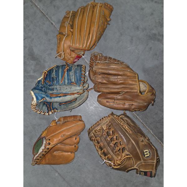 Five Ball Gloves Good Broke In Condition