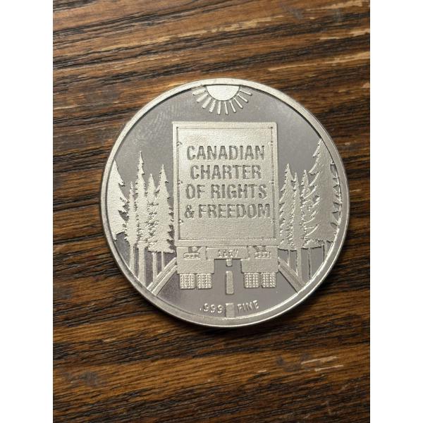 1 Oz Fine Silver - Freedom Convoy Hold the Line 2022 - Canadian Charter of Rights & Freedom Coin 