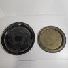 Image 1 : Two Vintage (Brass/Silver-Plate) Engraved Metal Serving Trays (12.5"/15.25") - (Silver-Plate 3lbs)