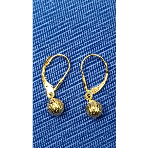 18K Dangle Ball Earrings , Marked 750 - Weight: 1.1g