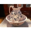 Image 1 : Antique Porcelain Wash Bowl & Pitcher Set - Nice Pink Color With Floral Motif - See Pics