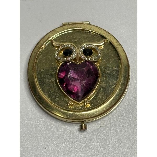Monet Mirror Compact Owl Mirror - Purple Heart 