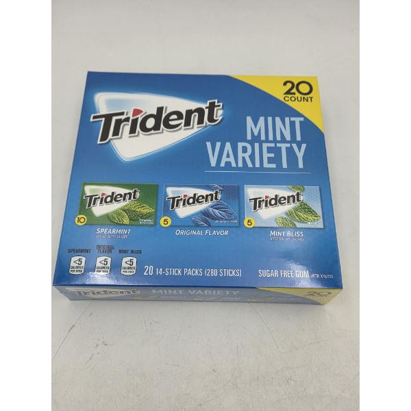 New Sealed Box With 20 Packs Of Trident Mint Variety Chewing Gum!