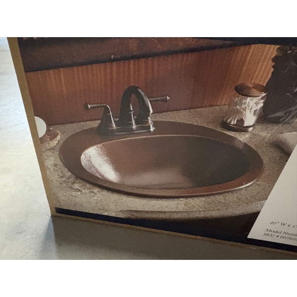 Seville Oval Drop-In Sink - Real Copper Sinkology - with 4" faucet holes - Sealed Package