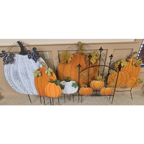 7 Large Outdoor Pumpkins - Tallest 44"