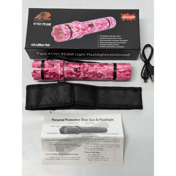 4.9 Million VOLT Rechargeable 7" Camo Pink Flashlight Taser - Brand New In The Box