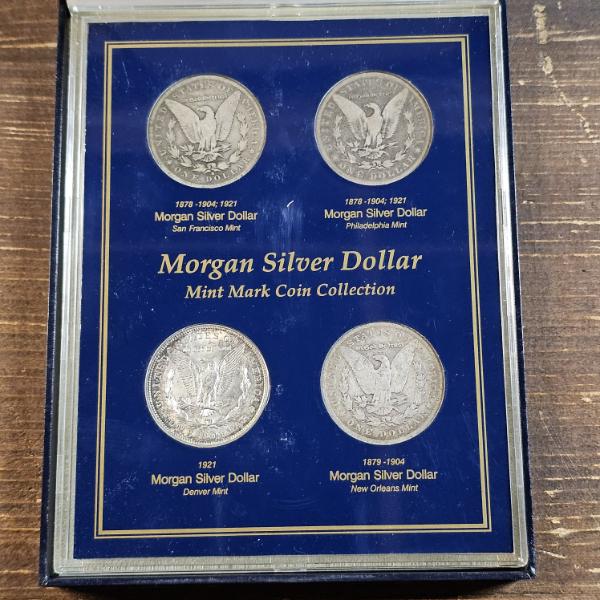Vintage Morgan 90% Silver Dollar Mint Mark Coin Collection - 4 Silver Dollars