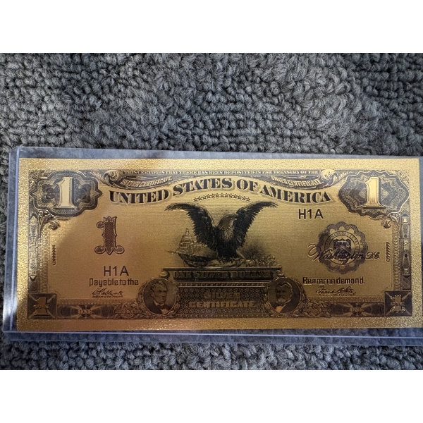 $1 Silver Certificate Gold Back .999999 - 24K Gold Back In Protective Holder - Mint Condition