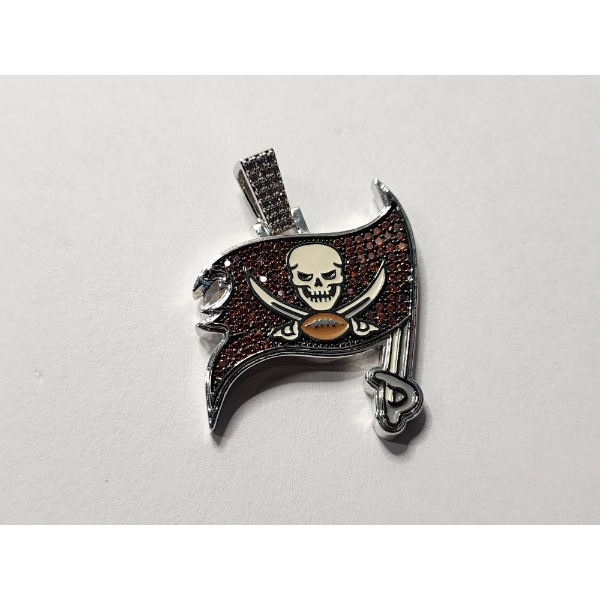 14K White Gold-Plated Tampa Bay Buccaneers Logo Official GLD NFL Pendent 