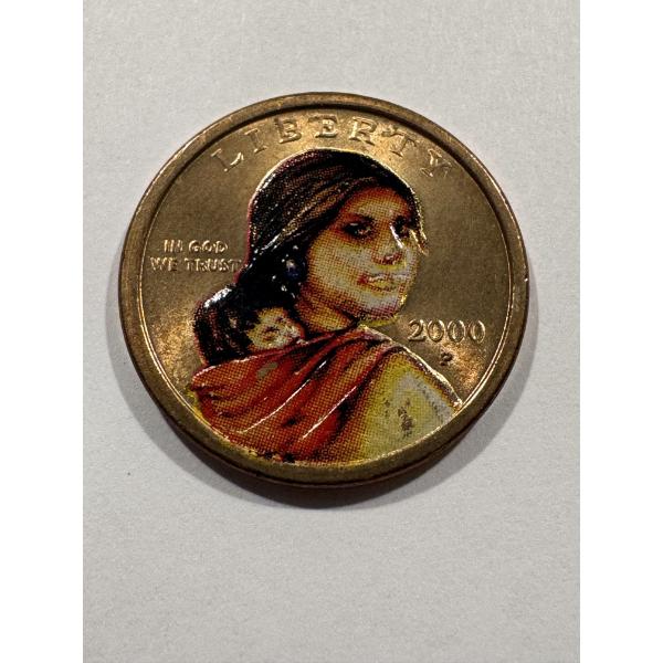 Rare 2000-P United States Sacagawea Hand Painted Coin - Limited Edition Coin