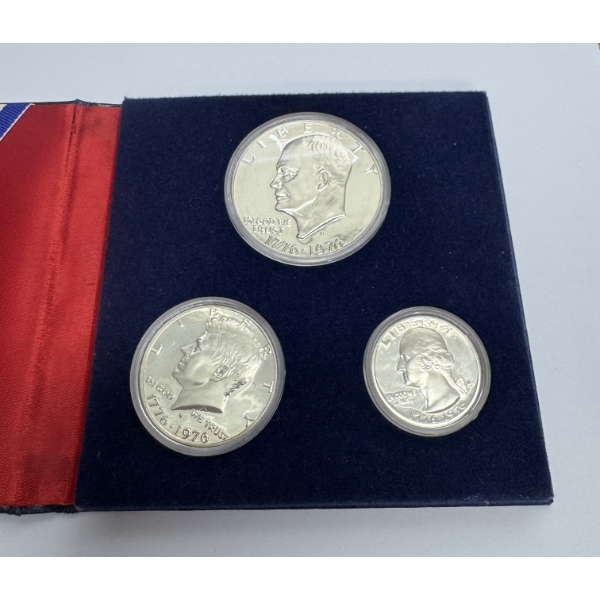 1776-1976 United States Bicentennial 40% Silver Proof 3 Piece Coin Set- Beautiful Condition