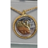 Image 4 : 1943 90% Silver Walking Liberty Half Dollar With 24K Gold Plating In Bezel On 24" Chain