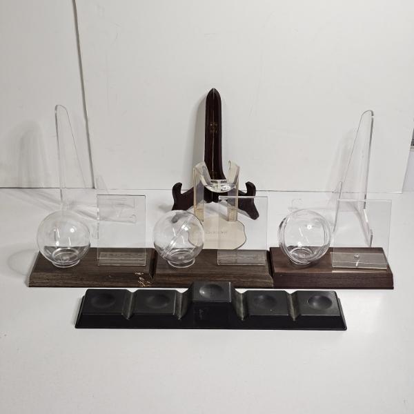Collection of Vintage-Style Sports Memorabilia Display Cases