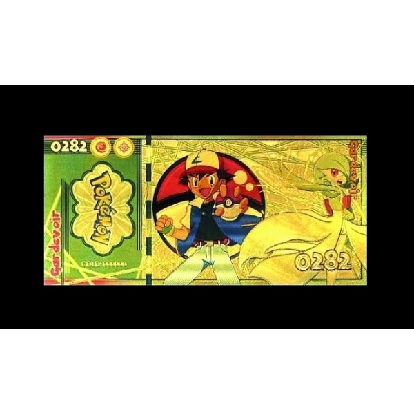 Pure 24k .999 Gold Foil POKEMON "GARDEVOIR" Note - Mint - NEW SERIES - Processed in Pure GOLD