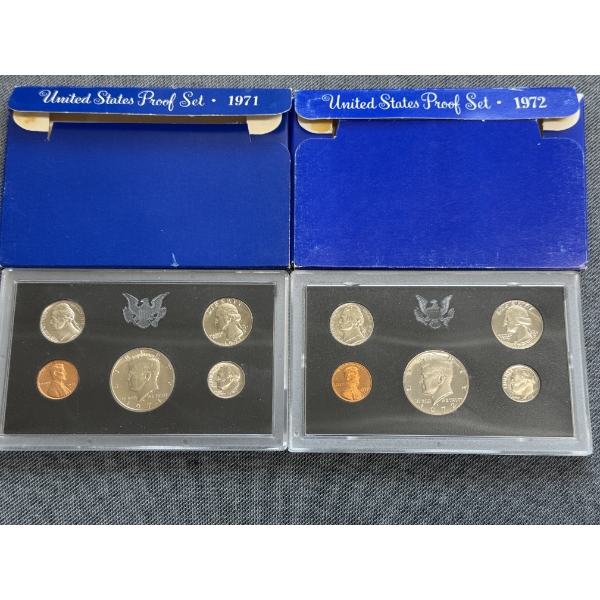 1971 And 1972 United States Proof Sets In Protective Case - Inside Original Box 