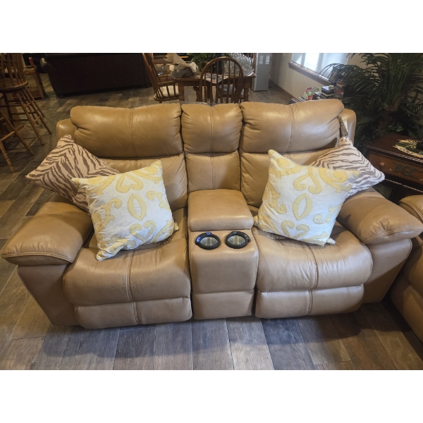 Flexsteel Brown Soft Power Recline Love Seat 