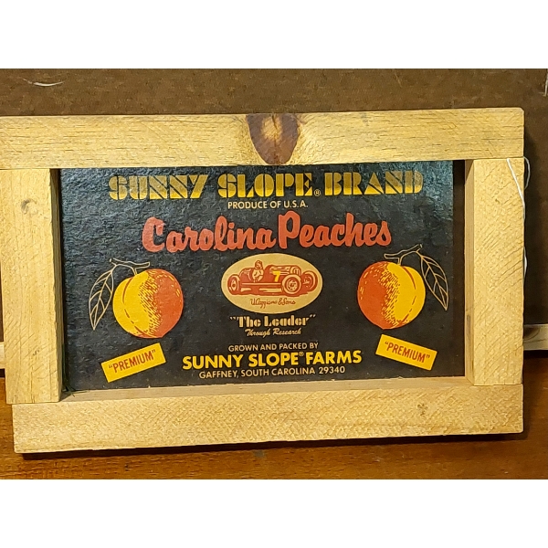 Vintage Framed Sunny Slope Peaches Original Box Label 14" x 9" 