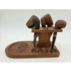 Image 1 : Excellent Vintage Wood Pipe Stand And Three Vintage Wood Pipes