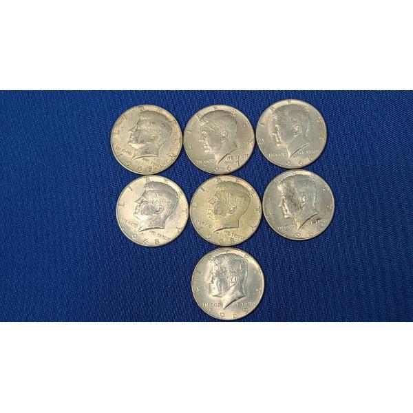 Years: 1967, 1968, 1969 40% Silver Kennedy Half Dollars - $3.50