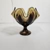 Image 1 : Vintage Viking Glass "Epic" 6-Petal Handkerchief Compote Bowl in a Smoke Brown Color