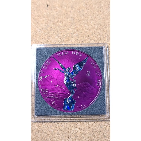 2024 Special Edition Mexican Libertad Purple Space Colorized/Holographic 1 0z .999 Fine Silver Round