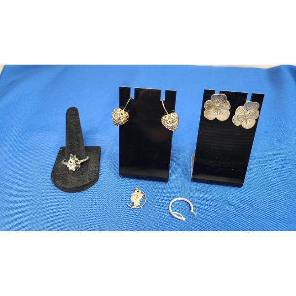 Sterling Silver Earring Sets, Mercury Head Necklace Pendant & Ring TW: 15.5G