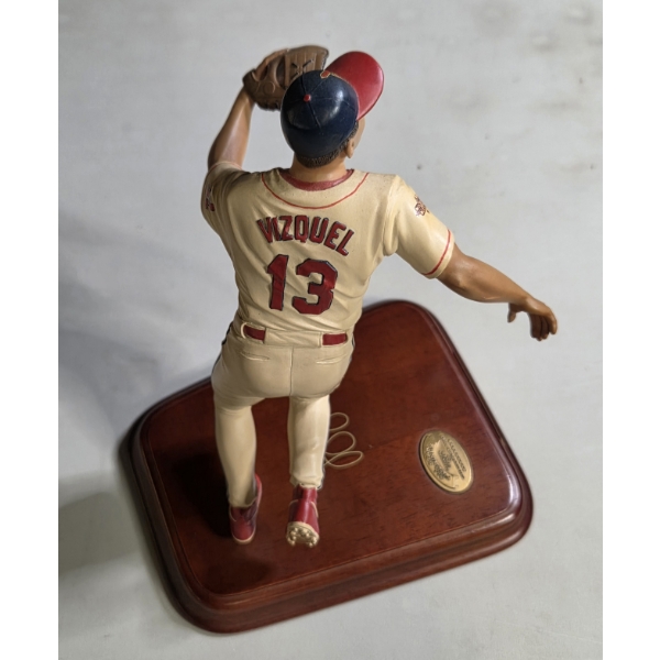 Limited Edition, Excellent Condition Danbury Mint 9'' Omar Vizquel Figure On Wood Base 