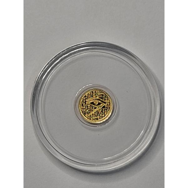 1/500th Oz Egyptian Eye of Ra/Ankh .9999 Fine Gold Round In Capsule