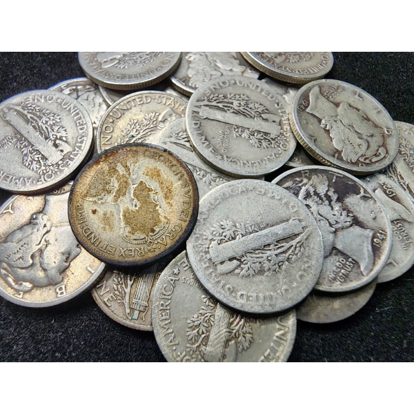 $2 Face Value in Assorted 90% Silver Dimes With An Added Silver Foreign Coin!