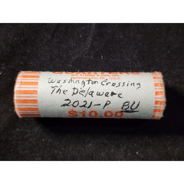 $10 Face Value Roll of Washington Crossing The Delaware 2021-P BU Quarters