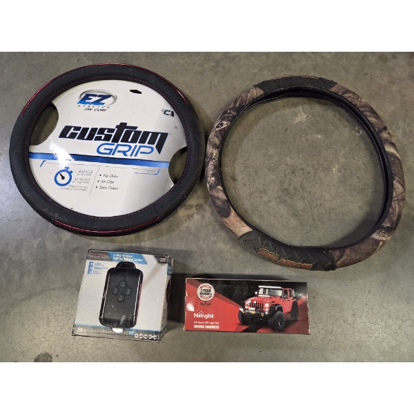 All New- Steering Wheel Covers, LED Lightbar Wiring Harness, 4 Way Lighting Remote