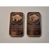 Image 1 : (2) 1 AVDP ounce .999 Fine Copper Bars ft. Buffalo Design - 2 oz Total