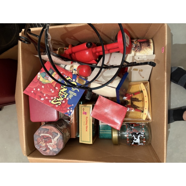 *Pick Up At Mantua Home-No Shipping Available*  Box of Christmas Items - Snowman Plate Holder