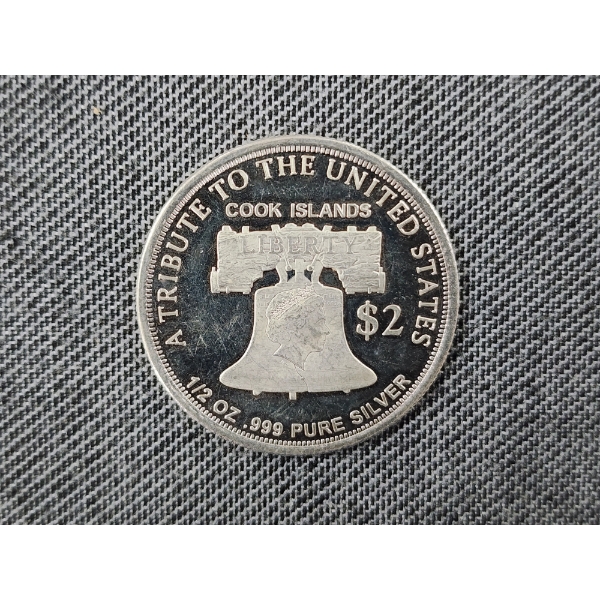 2021 Double Eagle Cook Islands Tribute To U.S. 1/2 Oz .999 Pure Silver $2 Coin
