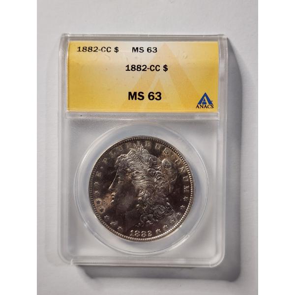*CARSON CITY* ANACS MS63 Graded 1882-CC Morgan Silver Dollar - Low Mintage of Less Than 1.2 Million!