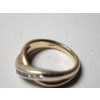 Image 3 : 14K White and Yellow Gold Two-Tone Crossover Ring with Diamonds - Size 7.5 - TW: 6.5g