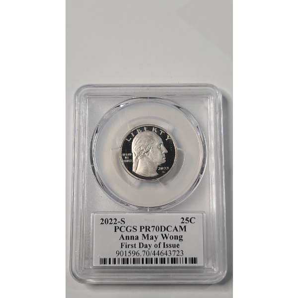 PCGS 2002-S PR70 DCAM First Issue Anna May Wong Quarter Signed By Stephanie Sabin, PCGS President	