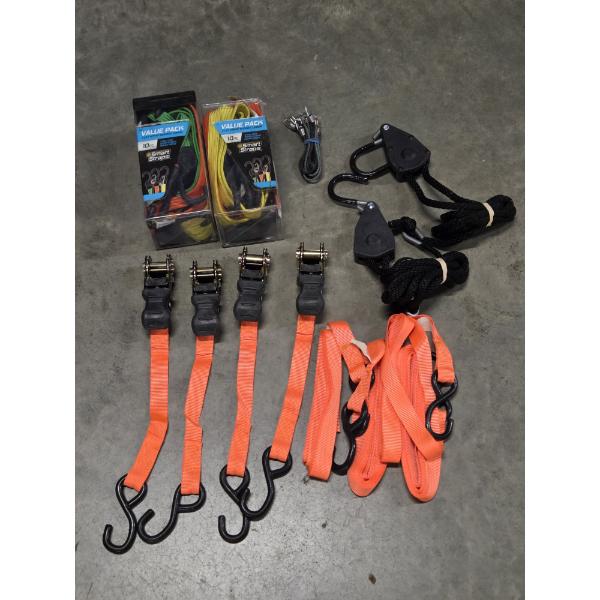 All New! Bungees, Tie Downs, & Ratchet Strap Sets