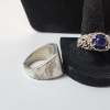 Image 3 : Sterling Silver Lot: Three Rings & Small Necklace *Rings NOT Marked, But Test as Silver* TW: 44.9g