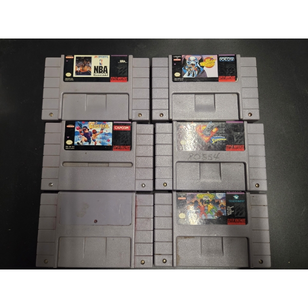 Six Super Nintendo Game Cartridges Including NBA Showdown, Superman & More!