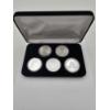 Image 1 : Lot of 5 Assorted Silver Rounds in Display Case - Silver Rounds Minted From Around the World