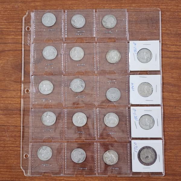 $4.75 Face Value in Assorted 90% Silver United States Washington Head Quarters in Binder Page