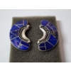 Image 2 : Southwestern/Native-Inspired Sterling Silver Blue Lapis Inlay Earrings - TW: 15.2g