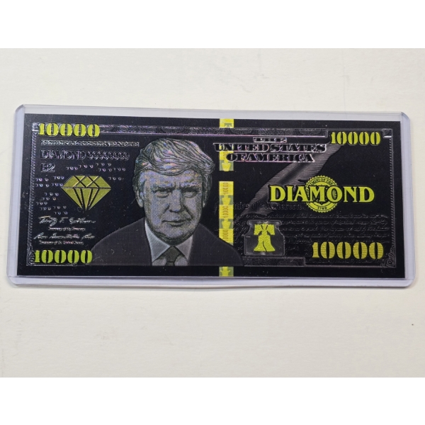 Limited Edition 2024 President Donald Trump Black Diamond $10,000 Gold Banknote