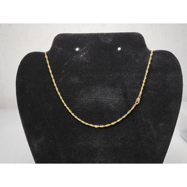 14K Yellow Gold Rope Chain 20" Necklace TW: 3.3g