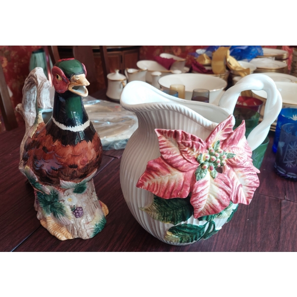 Set Of 2 Porcelain Pitchers As Shown 10" Tall & 11"  Both IN Excellent No Issues Condition