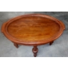 Image 6 : Small Oval Maple Side Table w Removable Glass Tray Top 25"x18"x19"