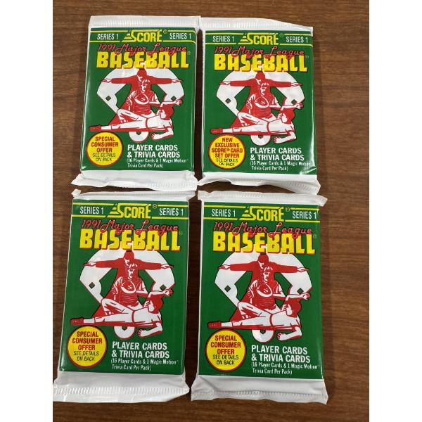 4 - 1991 Score MLB Baseball Wax Packs Baseball Cards - 16 Cards Per Pack